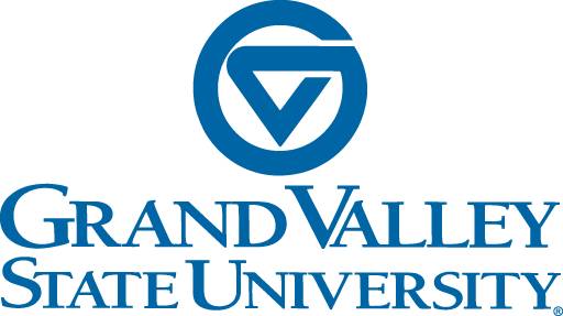 Grand Valley State University Logo is an upside down triangle in a capital G